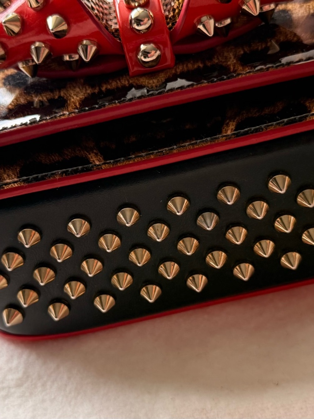 NEW Rare CHRISTIAN LOUBOUTIN Sweet Charity leopard red Leather Shoulder Bag - Picture 3 of 13
